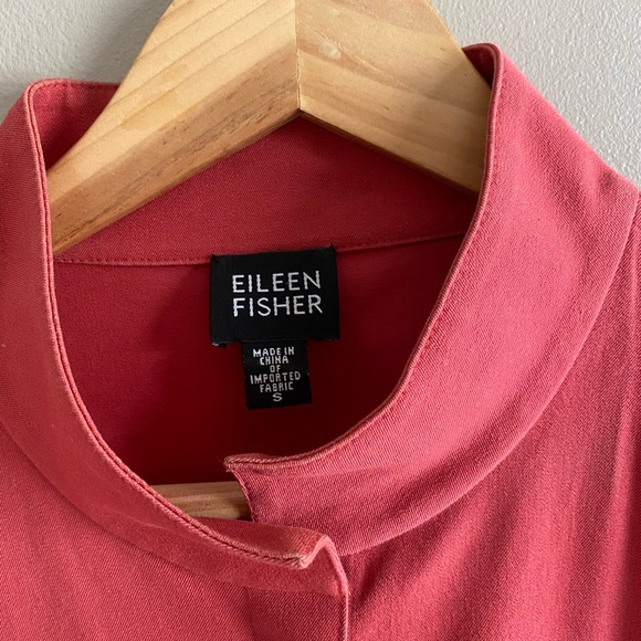 Eileen Fisher Small Red Jacket Military Asian Minimalistic Blouse Zip Up - Picture 2 of 15